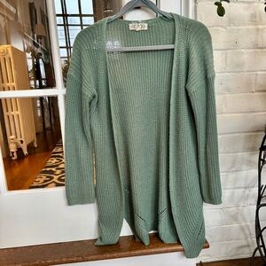 Women's Green Open-Front Sweater
